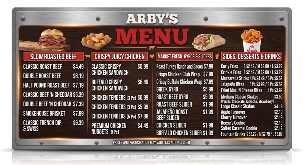 Arby’s Menu with Pictures and Prices