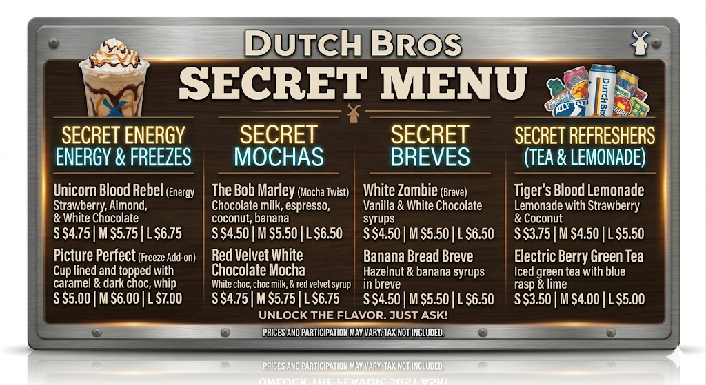 Dutch Bros Secret Menu with Prices